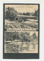 Johannisthal Kr. Ortelsburg, Kreis Ortelsburg Johannisthal Kr. Ortelsburg, Teilansicht der Mahl-und Schneidemühle, Blick übern See Йоханнисталь, район Ортельсбург, часть мукомольно-пильной мельницы, вид через озеро