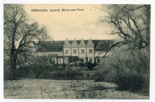 Gerdauen, Stadt und Bahnstation, Kreis Gerdauen Gerdauen, Schloß, Blick vom Park 