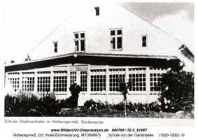 Hohensprindt, Ort, Kreis Elchniederung  Elchniederung, Ksp. Heinrichswalde, Schulen, Lehrer, Schüler, Kindergärten