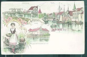 Labiau, Kreis Labiau Labiau, Adlerbrücke, Hafen, Schloß, Lithauerin Labiau, nicht verortete Bildmotive