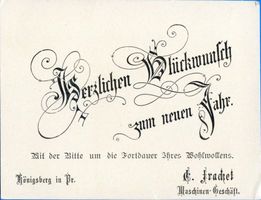 Königsberg (Pr.), Stadtkreis Königsberg Königsberg (Pr.), Neujahrsgrußkarte, Maschinen-Geschäft E. Frachet 