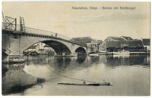 Nikolaiken Kr. Sensburg, Kreis Sensburg Nikolaiken Kr. Sensburg, Brücke mit Stinthengst VIII Nikolaiken, Stinthengst