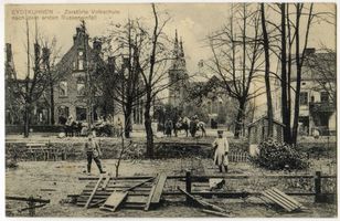 Eydtkau, Kreis Ebenrode Eydtkuhnen, Zerstörte Volksschule Eydtkuhnen, 1. Weltkrieg