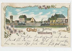 Willenberg Kr. Ortelsburg, Stadt, Kreis Ortelsburg Willenberg Kr. Ortelsburg, Bahnhof (Zeichnung) 