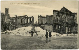 Schloßberg, Kreisstadt, Kreis Schloßberg Pillkallen Kr. Schlossberg, Der zerstörte Marktplatz Пиллькаллен, уезд Шлоссберг, разрушенная рыночная площадь