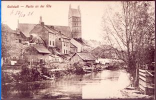 Guttstadt, Kreis Heilsberg Guttstadt, Partie an der Alle mit Blick zum Dom 