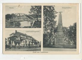 Haselberg (Ostpr.), Kreis Schloßberg Lasdehnen, Brücke, Landeserziehungsheim, Kriegerdenkmal 