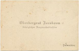 Palmnicken, Kreis Samland Palmnicken, Visitenkarte Oberbergrat Jacobson 