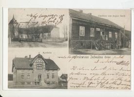 Gedwangen, Kreis Neidenburg Jedwabno, Kirche, Gasthaus August Stach, Apotheke 