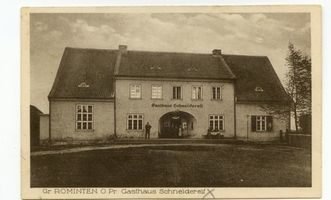 Hardteck, Ort und Bahnstation, Kreis Goldap Groß Rominten (Ort), Gasthaus Schneidereit 