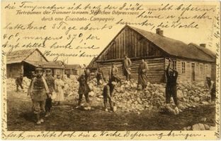  Ostpreußen, Forträumen der Trümmer durch eine Eisenbahn-Compagnie Erster Weltkrieg