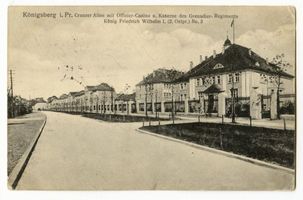 Königsberg (Pr.), Stadtkreis Königsberg Cranzer Allee Königsberg (Pr.), Cranzer Allee mit Offizier-Casino u. Kaserne d. Grenadier-Regiments König Friedrich Wilhelm I. Nr. 3 Königsberg, Kasernen, Militärisches