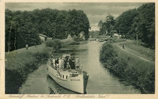 Buchwalde Kr. Preußisch Holland, Kreis Preußisch Holland Buchwalde Kr. Preußisch Holland, Motorschiff  Oberland  Бухвальде, уезд Пройссиш-Холланд, моторное судно «Оберланд»