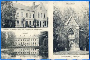 Grünhoff, Kreis Samland Grünhoff, Gasthaus, Schloss und Mausoleum Грюнхоф, трактир, замок и мавзолей