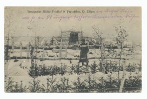 Goldensee, Kreis Lötzen Lycker Straße Paprodtken, Verschneiter Militär-Friedhof 