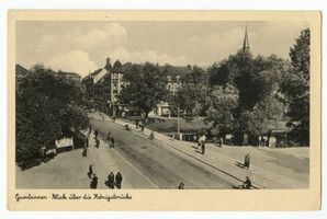 Gumbinnen, Stadt, Kreis Gumbinnen Königsplatz Gumbinnen, Blick über die Königsbrücke Гумбиннен, вид через Королевский мост