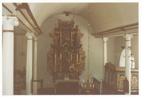 Sorquitten, Kreis Sensburg Sorquitten, Kirche, Hauptaltar und Patronatsloge 