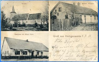 Heiligenwalde Kr. Samland, Ort, Kreis Samland Heiligenwalde Kr. Samland, Kirche, Kaiserl. Postamt, Gasthaus Albert Kern 