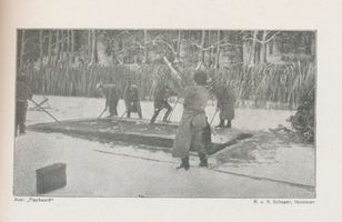  Masuren, Eisangelei, Die Eisscholle wird untergeschoben Masuren, Fischerei