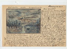 Upalten Kr. Angerburg, Kreis Angerburg Upalten Kr. Angerburg, Seeufer - Thiergartenspitze (Künstlerkarte) Упалтен, р-н Ангербург, озёрный берег — Тиргартенская коса (художественная открытка)