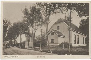 Schillfelde, Kreis Schloßberg Schillehnen Kr. Schloßberg, Evangelische Kirche Шиллехнен, уезд Шлоссберг, евангелическая церковь