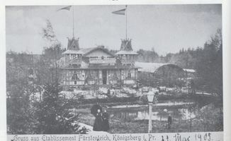 Königsberg (Pr.), Stadtkreis Königsberg Königsberg, Etablissement Fürstenteich, Vorderfront, Westseite in der Fürstenschlucht Königsberg, Dörfer, Siedlungen und Außenbezirke im Stadtkreis