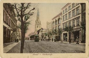 Memel, Stadt, Stadtkreis Memel Marktstraße Memel, Marktstraße mit Johanneskirche III Мемель, Марктштрассе с церковью Иоганна, III
