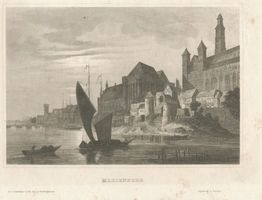 Marienburg, Westpr., Kreis Marienburg Marienburg i. Westpr., Die Marienburg von der Nogatseite, Gemälde Мариенбург в Западной Пруссии, замок Мариенбург со стороны Ногата, картина