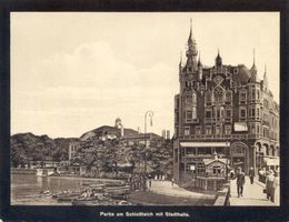 Königsberg (Pr.), Stadtkreis Königsberg Königsberg (Pr.), Partie am Schloßteich mit Stadthalle IV Кёнигсберг (Пр.), вид у Замкового пруда с Городским залом, IV