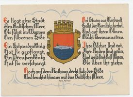 Pillau, Seestadt, Kreis Samland Pillau, Gruß von der Strandhalle, Gedicht von Hans Parlow 