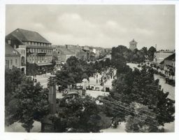 Lötzen, Stadt, Kreis Lötzen Lötzen, Marktplatz mit Kirche V Лётцен, рыночная площадь с церковью, V
