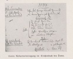 Königsberg (Pr.), Stadtkreis Königsberg Königsberg (Pr.), Kant-Erinnerungen, Geburtseintragung im Kirchenbuch des Domes 