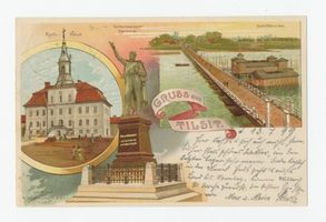 Tilsit, Stadt, Stadtkreis Tilsit  Tilsit, Rathaus, Schenkendorf-Denkmal, Schiffbrücke Tilsit, Schenkendorf (Max von), Schenkendorf-Denkmal