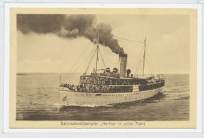 Ostpreußen, Salonschnelldampfer  Herta  in voller Fahrt Восточная Пруссия, салонный скоростной пароход «Герта» на полном ходу