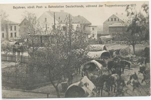 Bajohren Kr. Memel, Kreis Memel Bajohren Kr. Memel, nördl. Post- und Bahnstation während des Truppentransportes I 