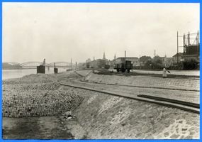 Tilsit, Stadt, Stadtkreis Tilsit  Tilsit, Blick vom Hafen auf die Stadt Tilsit, Luisen-Brücke