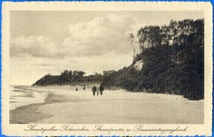 Kraxtepellen, Kreis Samland Kraxtepellen-Palmnicken, Strandpartie mit Sonnentuntergangbank Кракстепеллен-Пальмникен, пляжный уголок со скамьёй для любования закатом