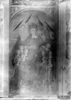 Bartenstein, Kreis Bartenstein Bartenstein,  Heimatmuseum - Altarschrein aus dem ehemaligen Hospital zum Hl. Geist, Detail: Schutzmantelmadonna Бартенштейн, краеведческий музей — алтарный складень из бывшего госпиталя Святого Духа с закрытыми створками, фрагмент: Мадонна-заступница