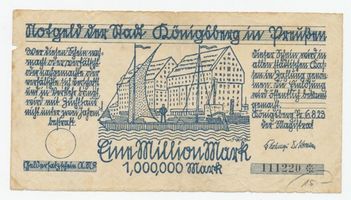 Königsberg (Pr.), Stadtkreis Königsberg Königsberg, Notgeld der Stadt Königsberg, 1.000000 Mark Königsberg, Notgeld