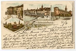 Köllmisch Jedwilleiten, Kreis Elchniederung Königsberg (Pr.), Schlosshauptwache, Pregel, Schloss, Denkmal Friedrich Wilhelm - 4Aufnahmen Königsberg, Schloß
