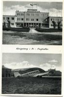 Königsberg (Pr.), Stadtkreis Königsberg Königsberg, Flughafen Devau, Empfangsgebäude, Vorderansicht und Flugfeld mit Junkers F 13 Königsberg, Flughafen Devau
