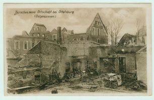  Zerschossene Ortschaft bei Ortelsburg im 1. Weltkrieg Ostpreußen, nicht verortete Bildmotive