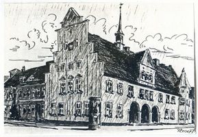 Allenburg, Stadt, Kreis Wehlau Allenburg, Neues Rathaus, Zeichnung 