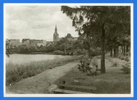 Lyck, Stadt, Kreis Lyck Lyck, Seepromenade mit Blick auf die Stadt 