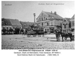 Gerdauen, Stadt und Bahnstation, Kreis Gerdauen Markt-Hakenbuden