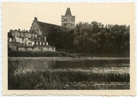 Friedland (Ostpr.), Kreis Bartenstein Friedland (Ostpr.), Ortsansicht mit Kirche II 