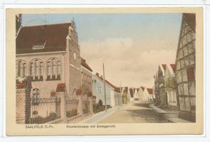 Saalfeld, Kreis Mohrungen Saalfeld, Klosterstraße mit Amtsgericht I Заальфельд, Клостерштрассе с участковым судом, I
