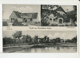 Rauschken Kr. Osterode, Kreis Osterode Rauschken Kr. Osterode, Schule, Gemeindehaus, Ortsansicht 