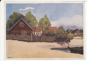  Memelland, Fischerhäuser auf der Nehrung, Gemälde 