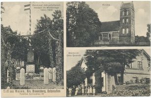 Wusen, Kreis Braunsberg Wusen, Denkmal der gefallenen Helden im Weltkriege 1914-1918 Вузен, памятник павшим героям мировой войны 1914-1918 годов